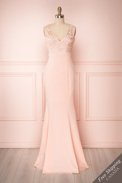 Eniwa Rose Pink Mermaid Gown with Lace | Boudoir 1861