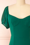 Enora Green Midi Dress w/ Side Slits | Boutique 1861 front close-up