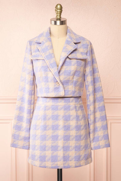 Set Lanajane Lavender Houndstooth Cropped Blazer and Skirt | Boutique 1861