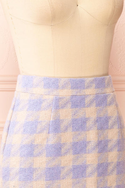 Set Lanajane Lavender Houndstooth Cropped Blazer and Skirt | Boutique 1861 side close-up