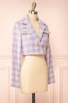 Set Lanajane Lavender Houndstooth Cropped Blazer and Skirt | Boutique 1861 top side view