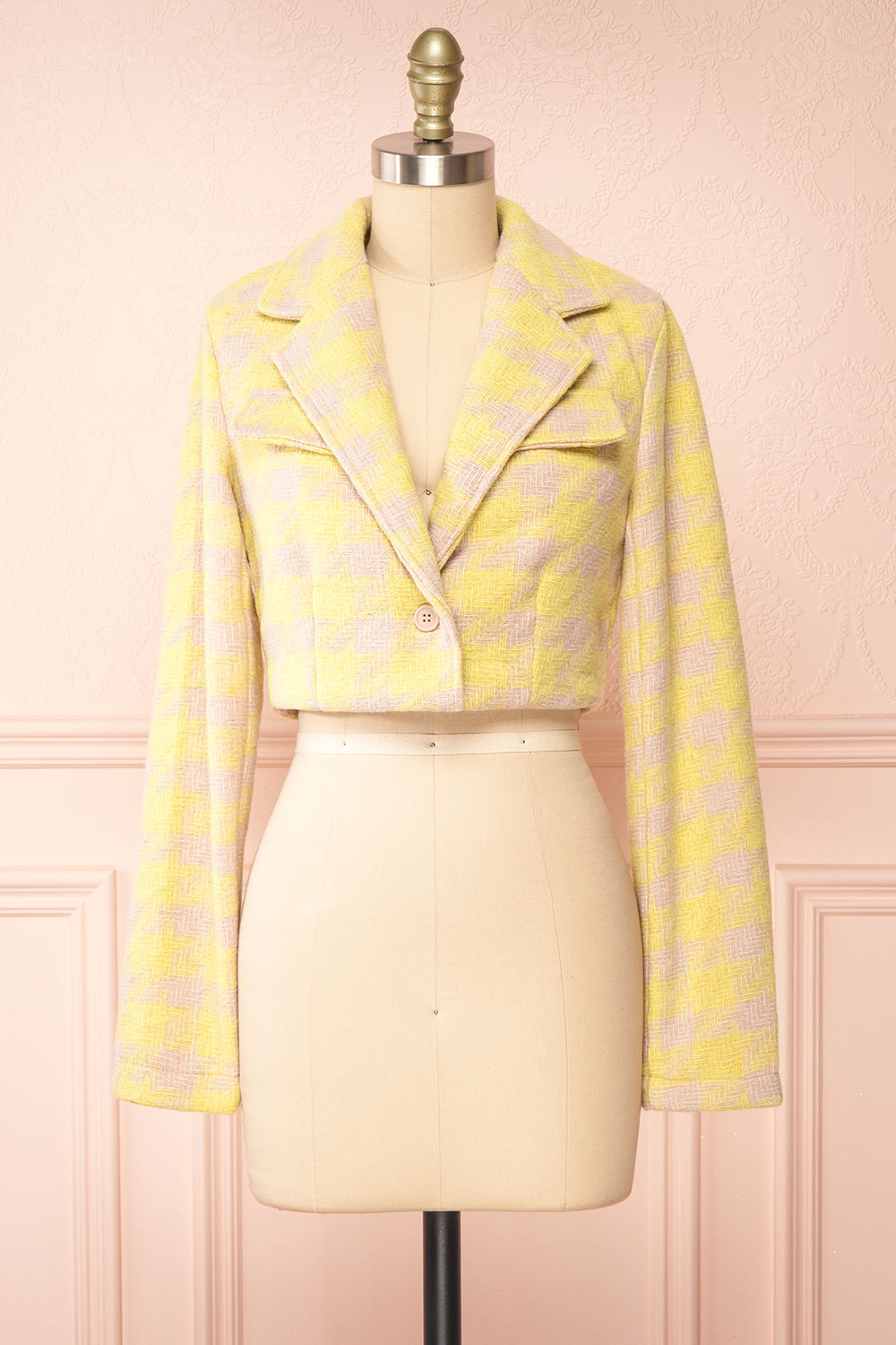 Yellow blazer and skirt set discount