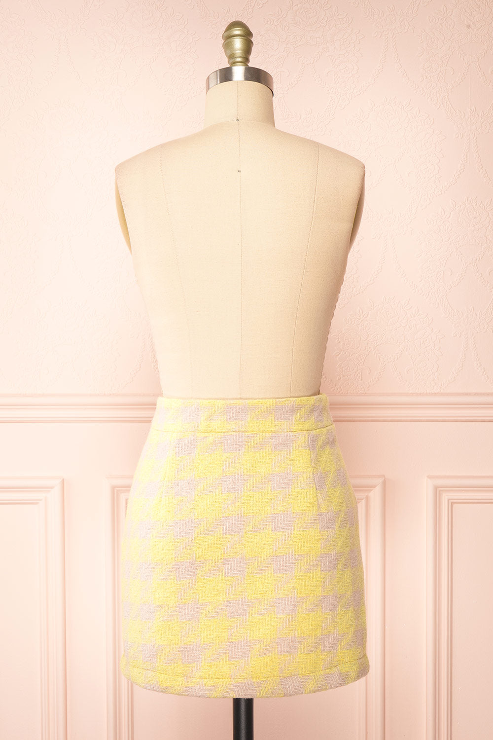Set Lanajane Yellow Houndstooth Cropped Blazer and Skirt | Boutique 1861  back view