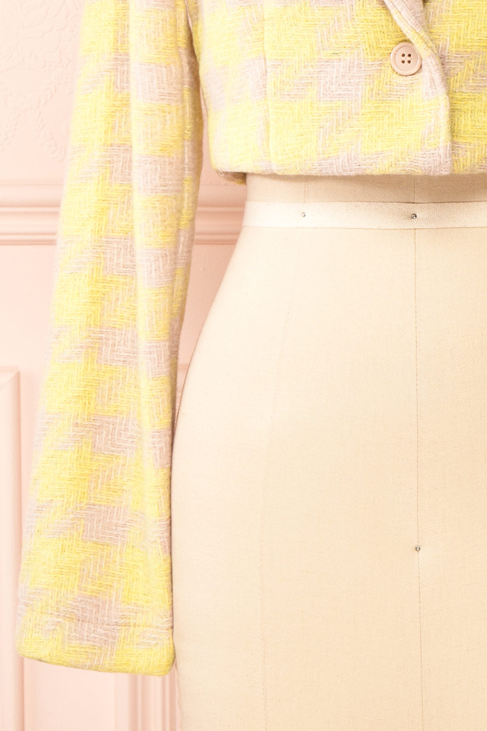 Set Lanajane Yellow Houndstooth Cropped Blazer and Skirt | Boutique 1861 sleeve 