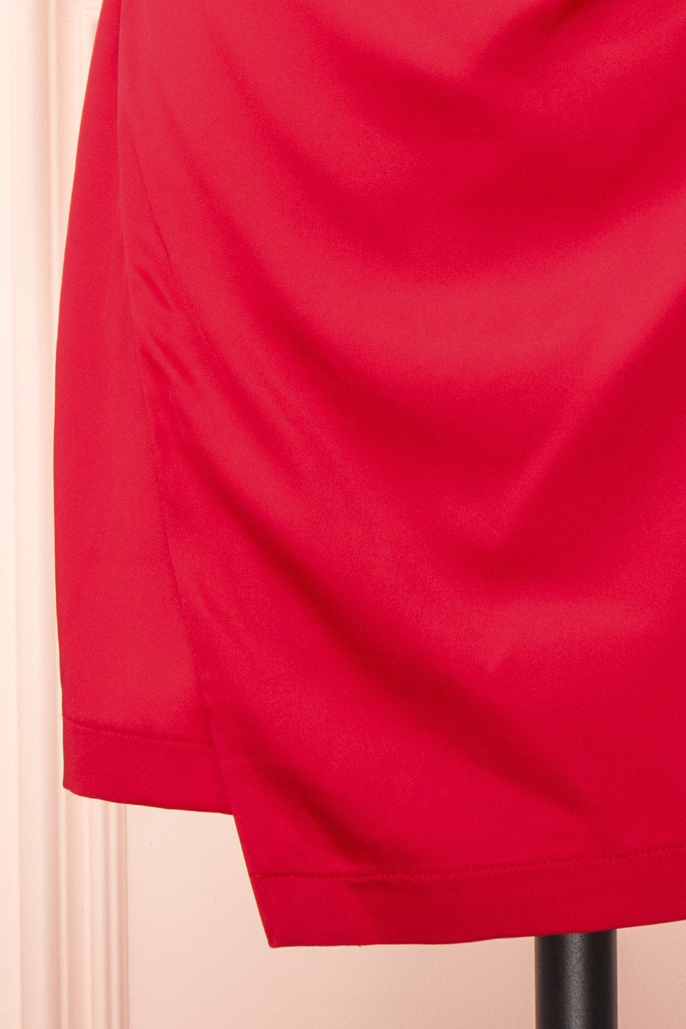 Enya Red Short Satin Dress w/ Cowl Neck | Boutique 1861 bottom 