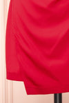 Enya Red Short Satin Dress w/ Cowl Neck | Boutique 1861 bottom