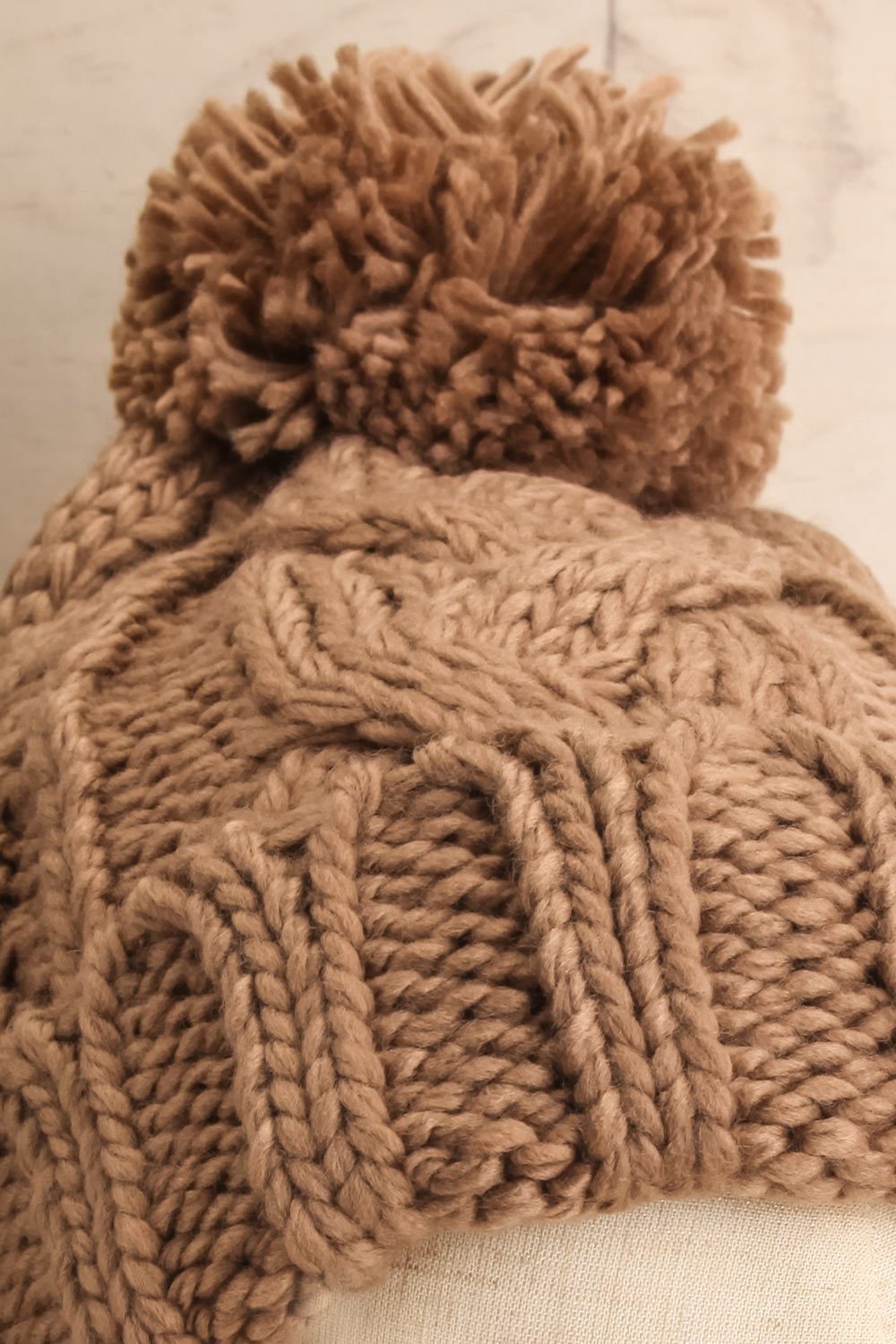 Eos Mocha Taupe Knit Tuque with Pompom | La Petite Garçonne 4