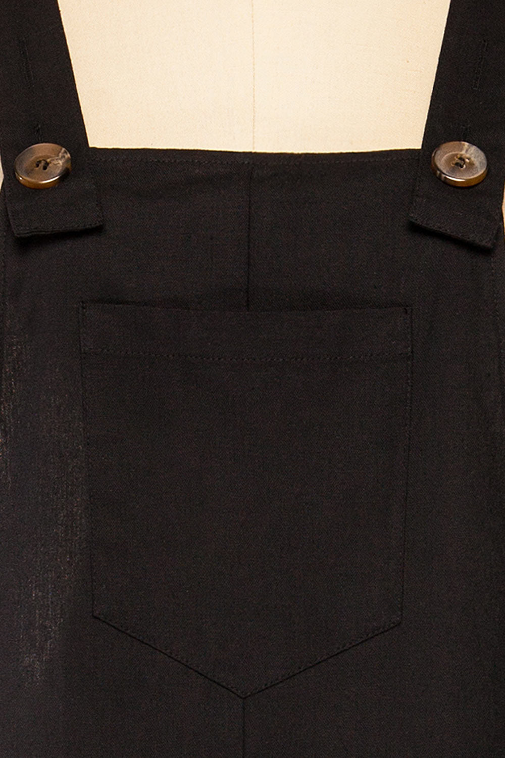 Eptakhorion Black Overalls w/ Front Pocket | La petite garçonne fabric