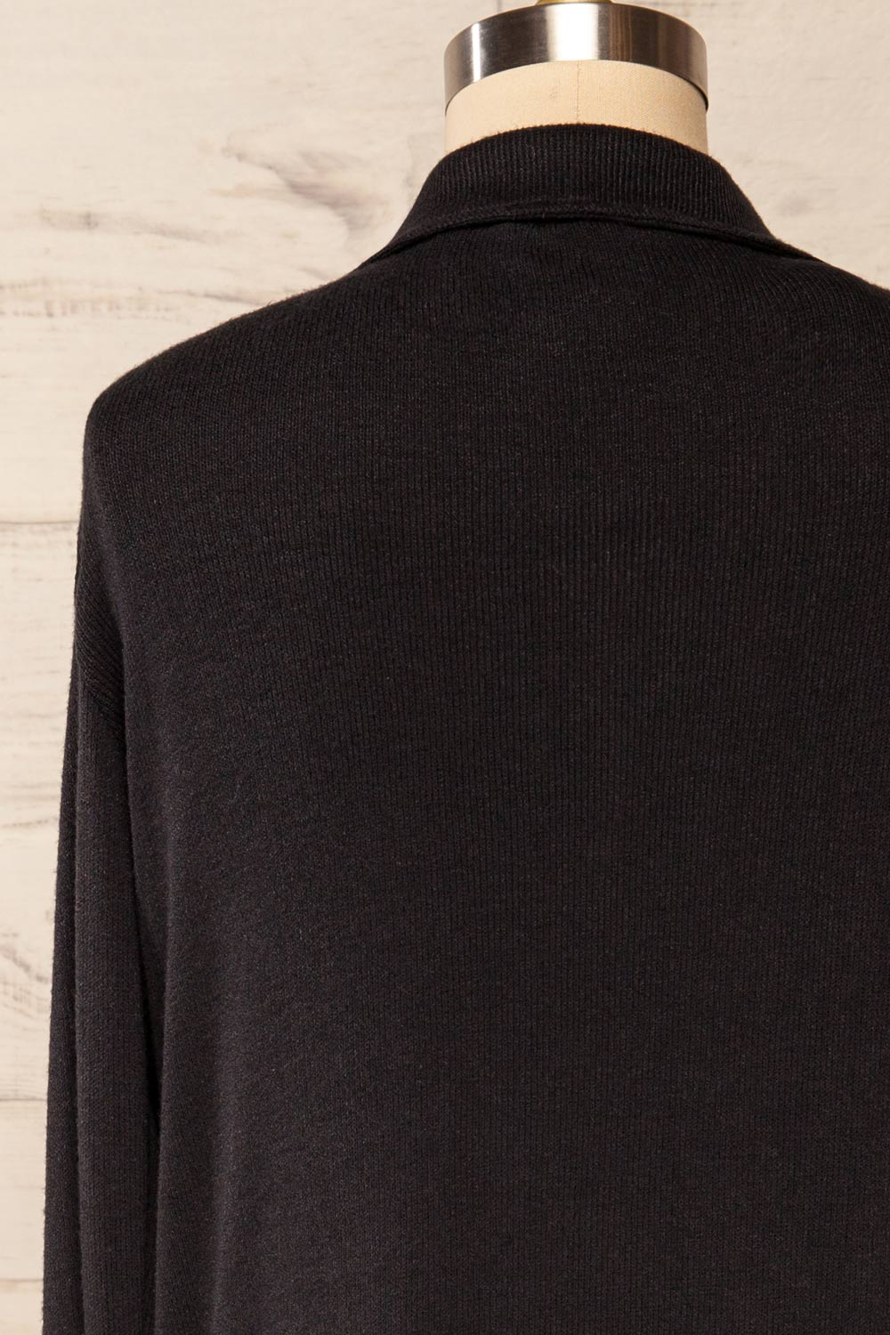 Erinn Black Long Sleeve Soft Knit Top | La petite garçonne back close up