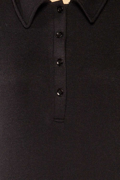 Erinn Black Long Sleeve Soft Knit Top | La petite garçonne fabric