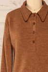 Erinn Rust Long Sleeve Soft Knit Top | La petite garçonne  front close-up