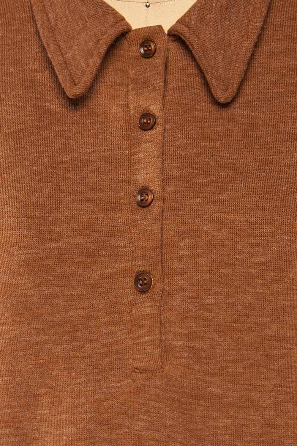 Erinn Rust Long Sleeve Soft Knit Top | La petite garçonne fabric 