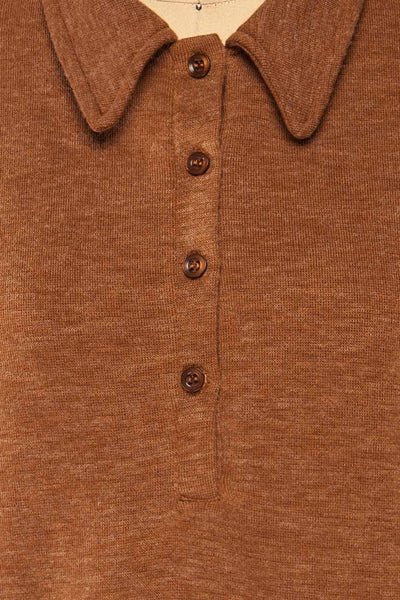 Erinn Rust Long Sleeve Soft Knit Top | La petite garçonne fabric