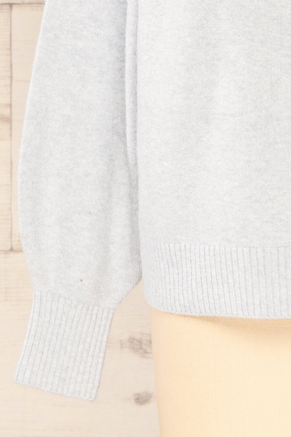 Eris Blue Mock Neck Sweater | La petite garçonne sleeve