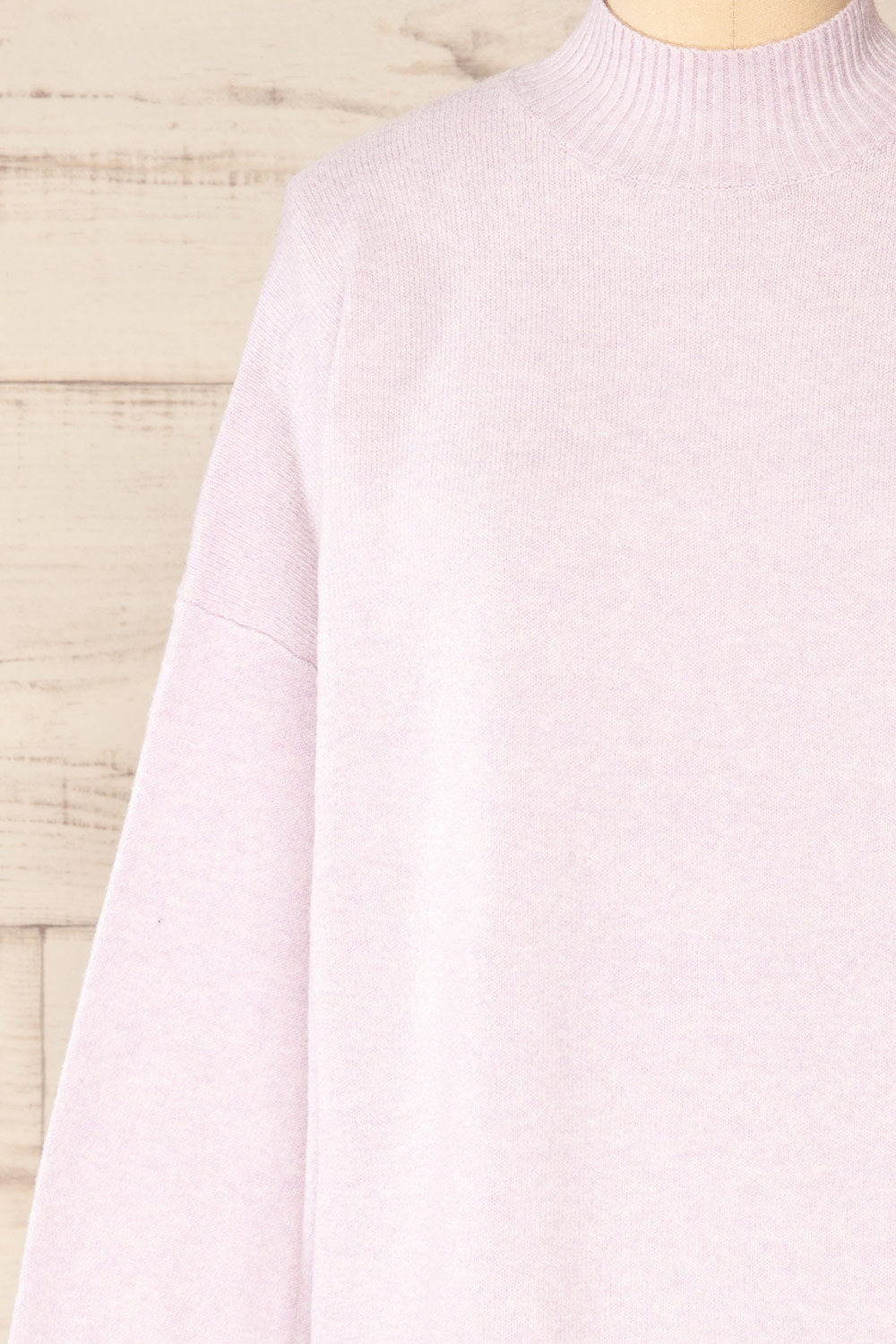 Eris Lavender Mock Neck Sweater | La petite garçonne front close-up