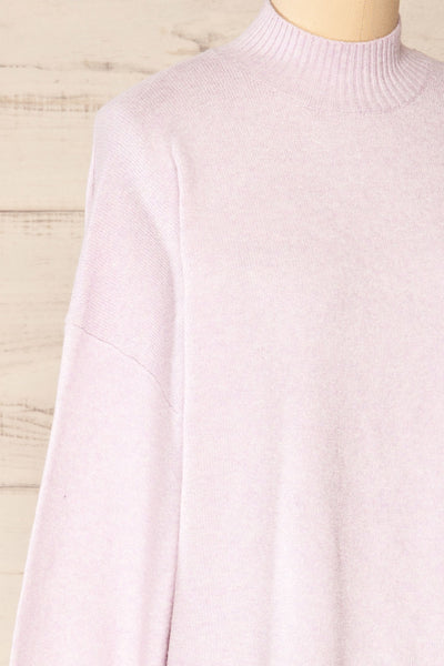 Eris Lavender Mock Neck Sweater | La petite garçonne side close-up