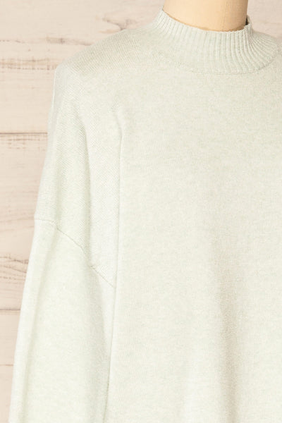 Eris Green Mock Neck Sweater | La petite garçonne side close-up