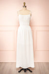 Erlen White Maxi Dress w/ Slit | Boutique 1861 front view