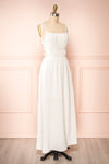 Erlen White Maxi Dress w/ Slit | Boutique 1861 side view