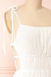Erlen White Maxi Dress w/ Slit | Boutique 1861 side close-up
