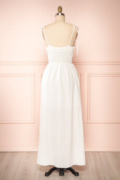 Erlen White Maxi Dress w/ Slit | Boutique 1861 back view