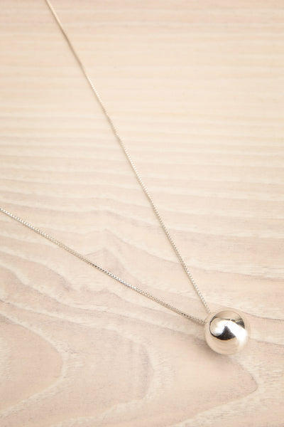 Ernae Silver Adjustable Necklace w/ Ball Pendant | La petite garçonne flat view