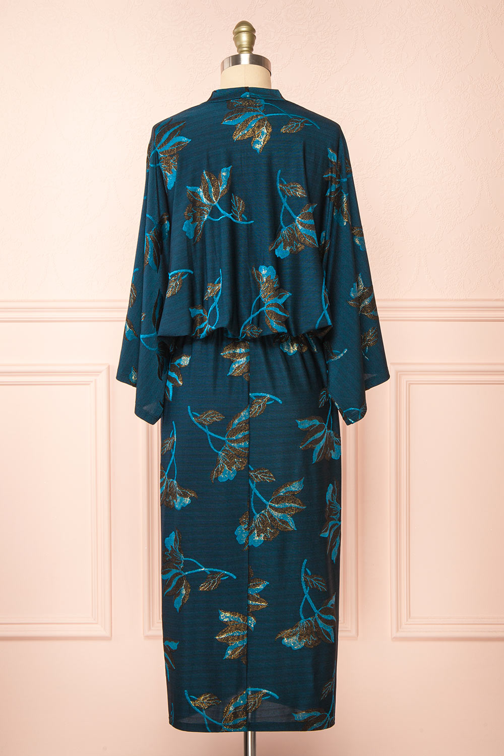 Erykah Midi Floral Dress w/ 3/4 Sleeves | Boutique 1861 back view