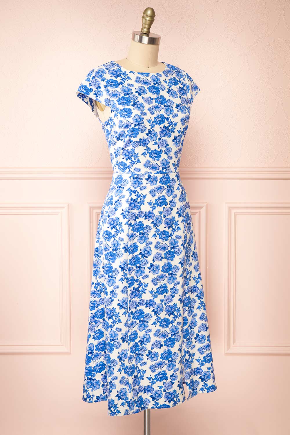 Eslanda Floral Midi Dress w/ Open Back | Boutique 1861 side view