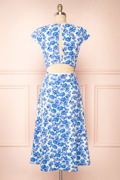 Eslanda Floral Midi Dress w/ Open Back | Boutique 1861 back view