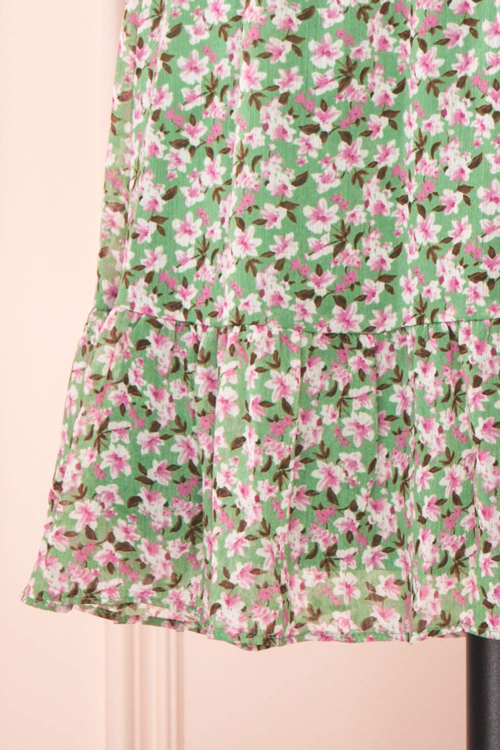 Esmeralda Green Ruched Short Sleeve Floral Dress | Boutique 1861 skirt