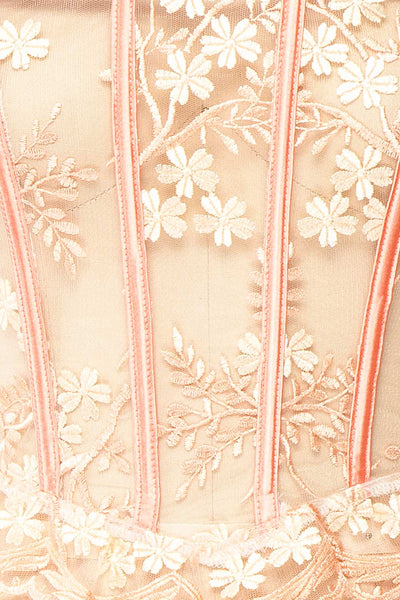 Esmerelda Mesh Corset Top w/ Embroidery | Boutique 1861 fabric
