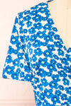 Esrin Blue Short Floral Wrap Dress | Boutique 1861 front close-up