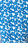 Esrin Blue Short Floral Wrap Dress | Boutique 1861 texture