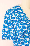 Esrin Blue Short Floral Wrap Dress | Boutique 1861 side close-up