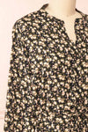 Estefania Black Floral Short V-Neck Dress | Boutique 1861 side close-up