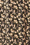 Estefania Black Floral Short V-Neck Dress | Boutique 1861 fabric