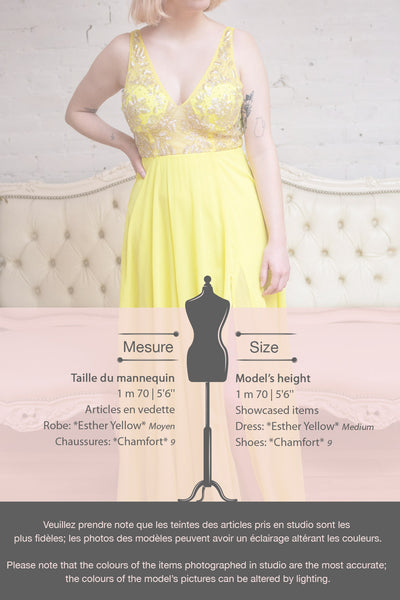 Esther Yellow Maxi Prom Dress with Slit | Boutique 1861 fiche