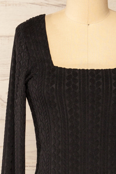 Estremadure Long Sleeves Textured Dress | La petite  garçonne front close-up