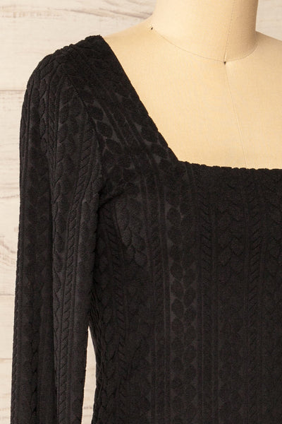 Estremadure Long Sleeves Textured Dress | La petite garçonne side close-up