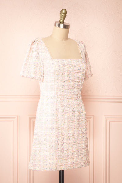 Esyle Short Pink Tweed Dress | Boutique 1861 side view