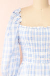 Ethne Pastel Babydoll Plaid Dress w/ Square Neckline | Boutique 1861 front close-up