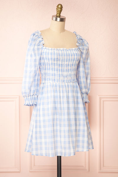 Ethne Pastel Babydoll Plaid Dress w/ Square Neckline | Boutique 1861 side view