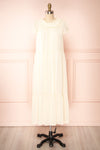 Eudoxia Beige Midi Dress w/ Embroidered Lace Collar | Boutique 1861 frotn view
