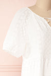 Eunyce White A-Line Dress w/ Embroidery | Boutique 1861 side close-up