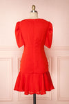 Eustacia Red Ruched Drop Waist Dress | Robe | Boutique 1861 back view