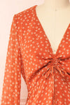 Everly Short Orange Dress w/ Long-sleeves | Boutique 1861 front close-up