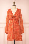 Everly Short Orange Dress w/ Long-sleeves | Boutique 1861 front view