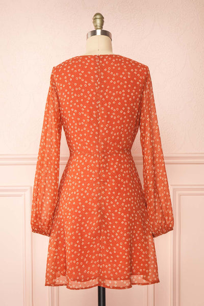 Everly Short Orange Dress w/ Long-sleeves | Boutique 1861 back view