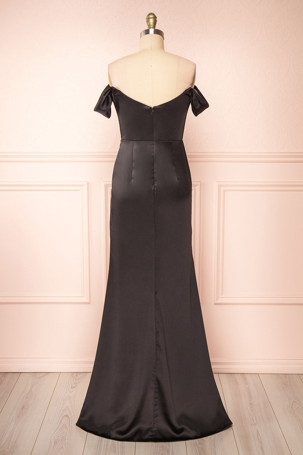 Evolet Black Off-Shoulder Corset Maxi Dress | Boudoir 1861 back view 