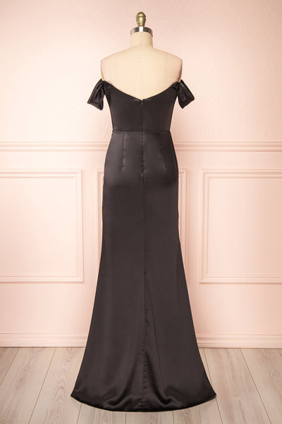 Evolet Black Off-Shoulder Corset Maxi Dress | Boudoir 1861 back view